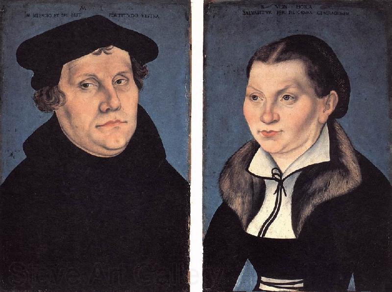 CRANACH, Lucas the Elder Diptych with the Portraits of Luther and his Wife df Spain oil painting art